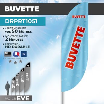 Drapeau BUVETTE | Voile + Mat | avec ou sans Pied