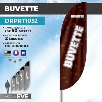 Drapeau BUVETTE | Voile + Mat | avec ou sans Pied