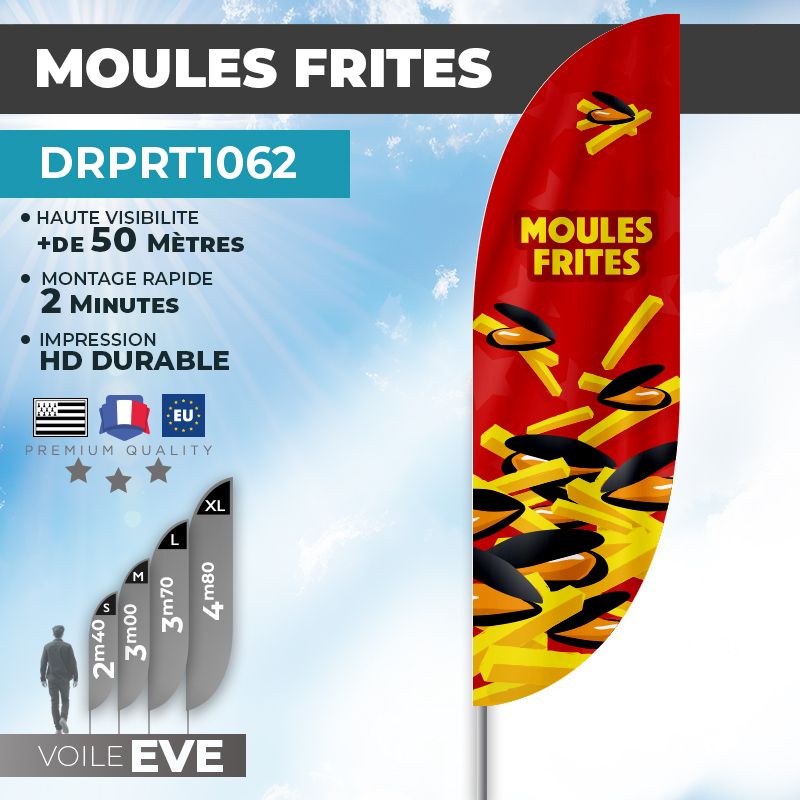 Drapeau MOULES FRITES | Haute visibilité | DRPRT1062