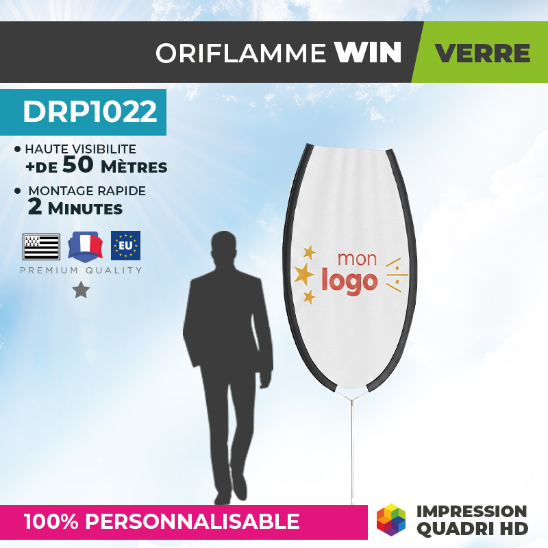 Oriflamme personnalisée en forme de verre