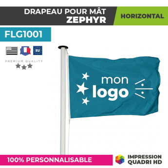Drapeau pavillon horizontal personnalisé pour mât - Modèle Zéphyr
