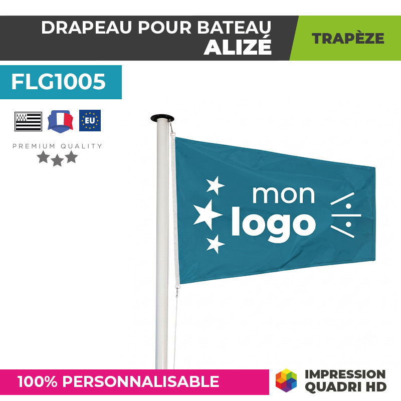 Drapeau personnalisé pour bateau en forme de trapèze