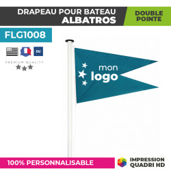 Drapeau personnalisé pour bateau en forme double pointe