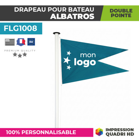 Drapeau personnalisé pour bateau en forme double pointe