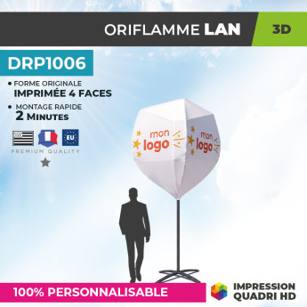 Oriflamme 3D imprimée sur 4 faces