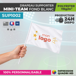 Drapeau supporter personnalisé blanc avec mon logo