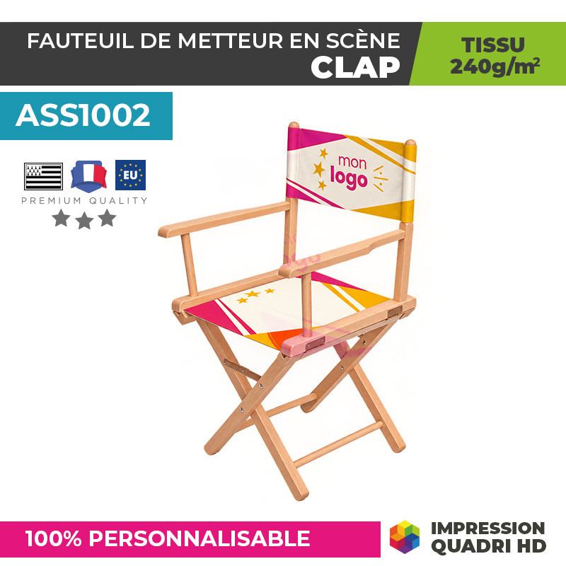 Chaise de metteur en scène personnalisée clap