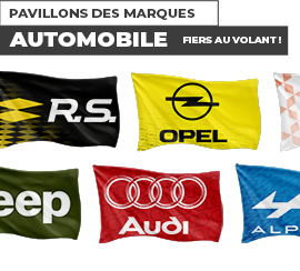 Pavillons aux logos de marques automobiles