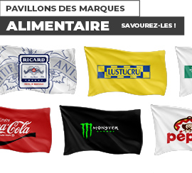 Pavillons aux logos de marques alimentaires