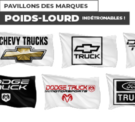 Pavillons aux logos de marques de poids-lourd