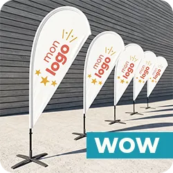 Beachflag personnalisé WOW forme goutte