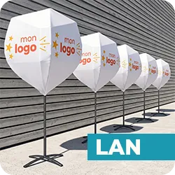 Oriflamme personnalisée LAN 4 faces forme lanterne